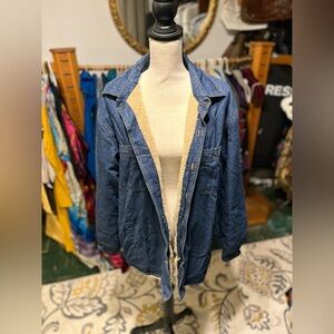 Denim and faux shearling over shirt